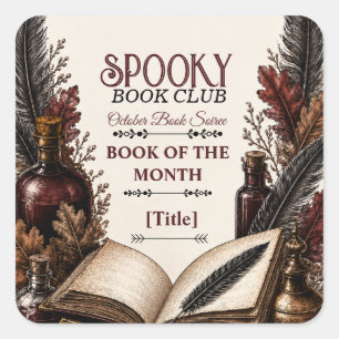 Vintage Gothic Spooky Book Club Halloween Square Sticker