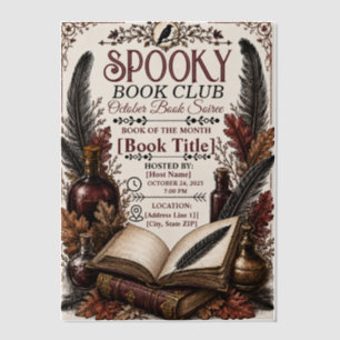 Vintage Gothic Spooky Book Club Halloween  Vellum Invitations