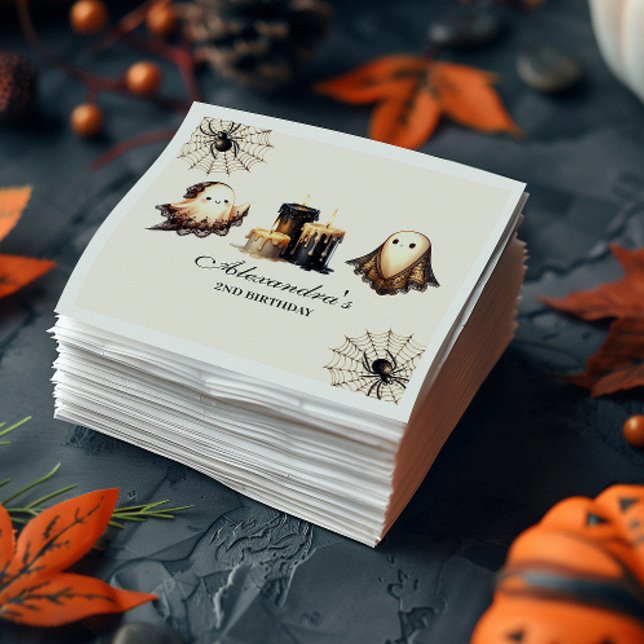 Vintage Gothic Spooky Halloween 2nd Birthday Napkin (Creator Uploaded)