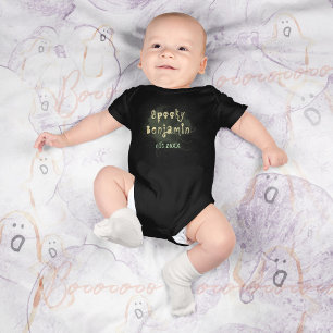 Vintage Gothic Spooky Skull Baby Halloween Bodysuit