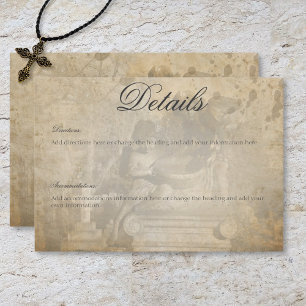 Vintage Gothic Stone Angel Wedding Details Enclosure Card