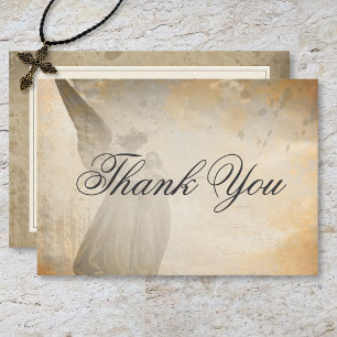 Vintage Gothic Stone Angel Wedding Thank You Card
