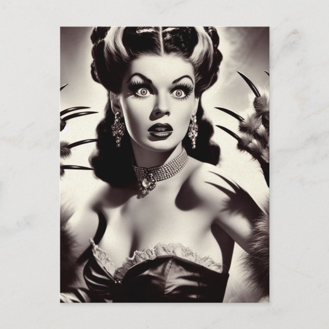 Vintage Gothic Vampire Woman Postcard (Front)