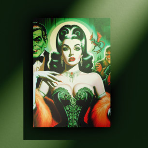 Vintage Gothic Vampire Woman Postcard