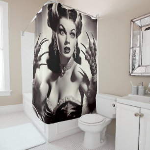 Vintage Gothic Vampire Woman Shower Curtain