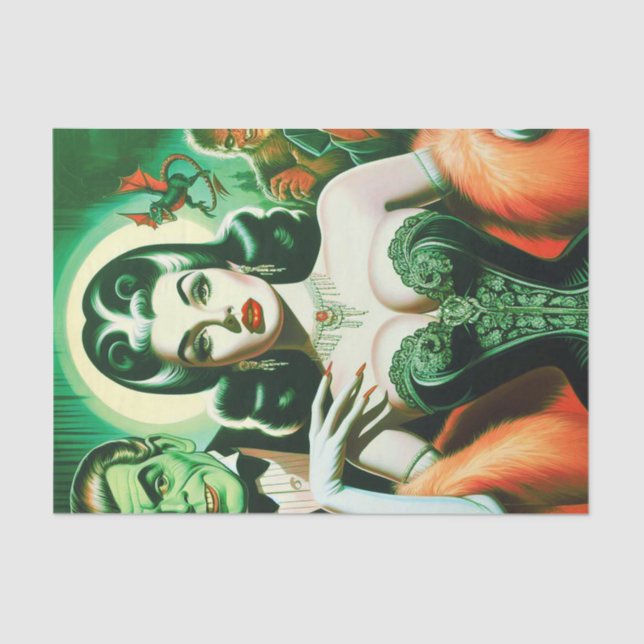 Vintage Gothic Vampire Woman Tissue Paper (Front)
