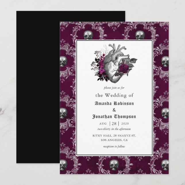 Vintage Gothic Wedding Invitation (Front/Back)