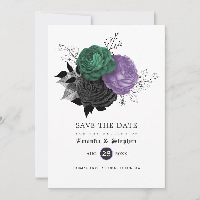 Vintage Gothic Wedding Save The Date (Front)