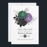 Vintage Gothic Wedding Save The Date<br><div class="desc">Vintage mauve,  emerald and black floral gothic Halloween-themed wedding save the date.</div>