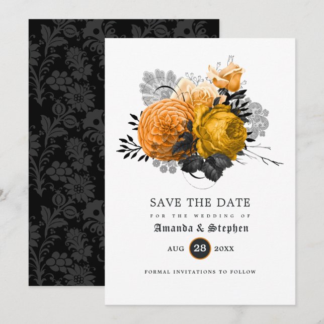 Vintage Gothic Wedding Save The Date (Front/Back)