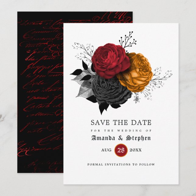 Vintage Gothic Wedding Save The Date (Front/Back)
