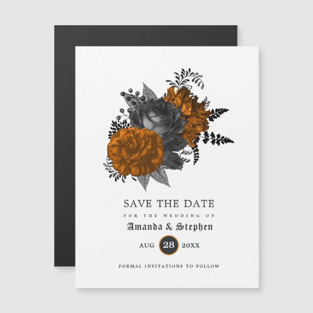 Vintage Gothic Wedding Save the Date Magnetic Invitation (Front/Back)