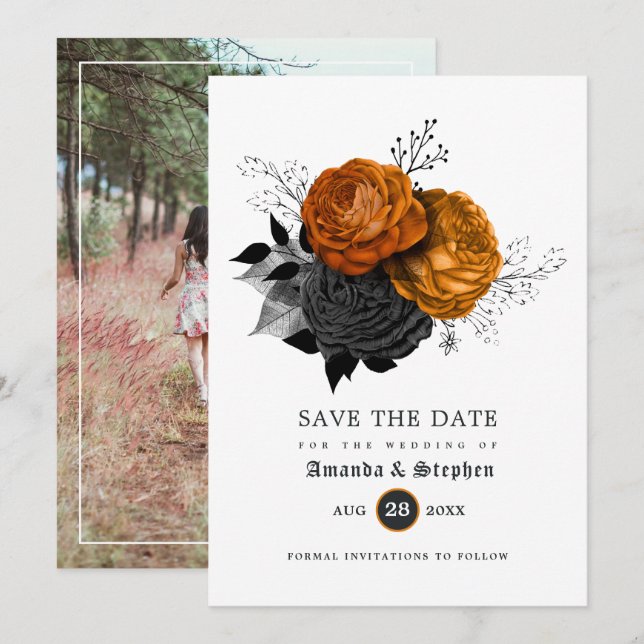 Vintage Gothic Wedding Save the Date Photo (Front/Back)