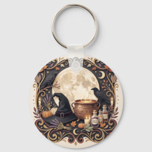Vintage Gothic Witch Halloween Magical Key Ring