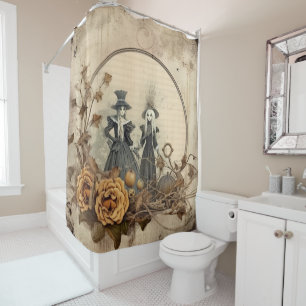 Vintage Gothic Witches Autumn Parchment Shower Curtain