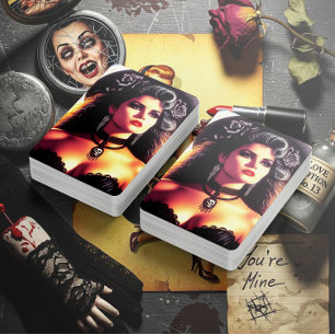 Vintage Gothic Woman Playing Cards