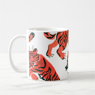 Vintage Gouache Tigers Seamless Pattern Coffee Mug