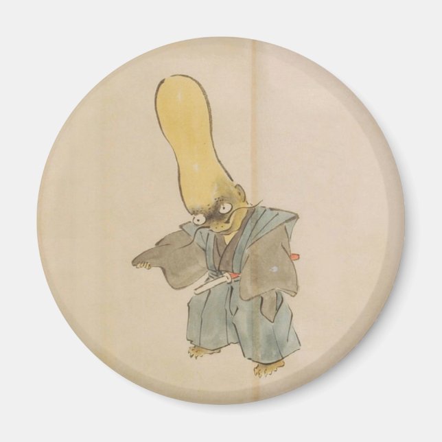 Vintage Gourd-Headed Yokai Swordsman Magnet (Front)