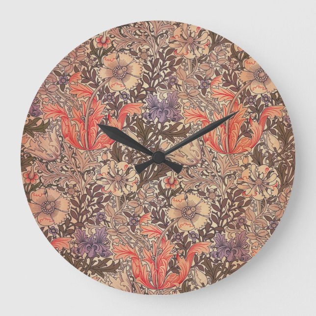 Vintage Graceful Floral Print Large Clock (Front)
