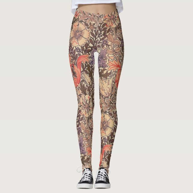 Vintage Graceful Floral Print Leggings (Front)
