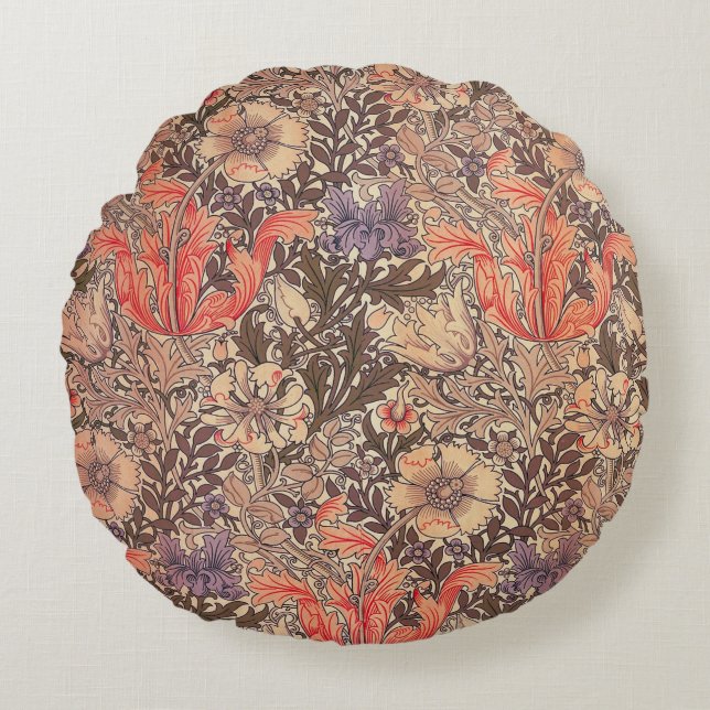 Vintage Graceful Floral Print Round Cushion (Front)