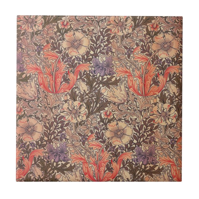 Vintage Graceful Floral Print Tile (Front)