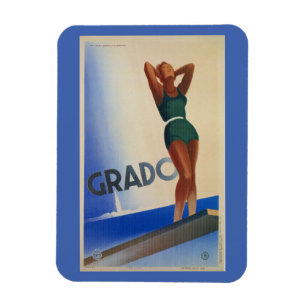 Vintage Grado Italian travel poster pinup Magnet
