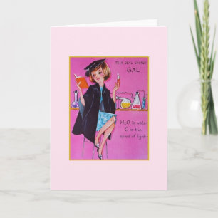 Vintage Graduation Card for Female Science Major
