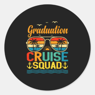 Vintage graduation cruise squad sunglasses classic round sticker
