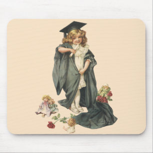 Vintage Graduation, Girl Wearing a Cap and Gown Mouse Mat