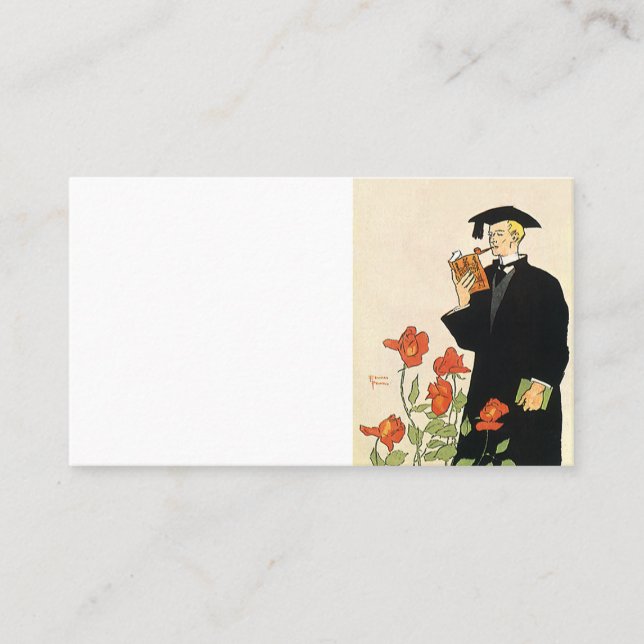Vintage Graduation, Graduate Reading a Book Calling Card (Front)
