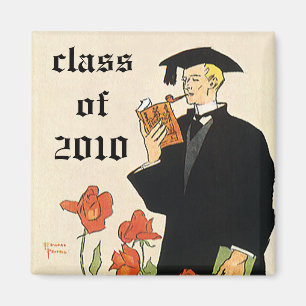 Vintage Graduation, Graduate Reading a Book Magnet