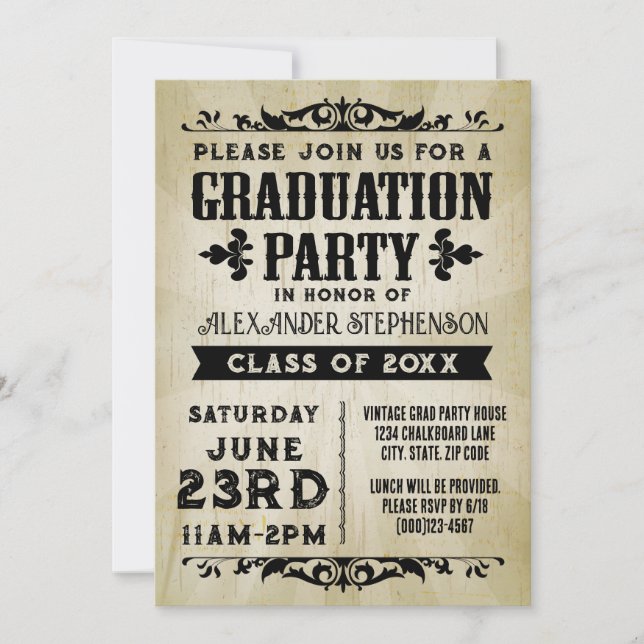 Vintage Graduation Party Invitation (Front)