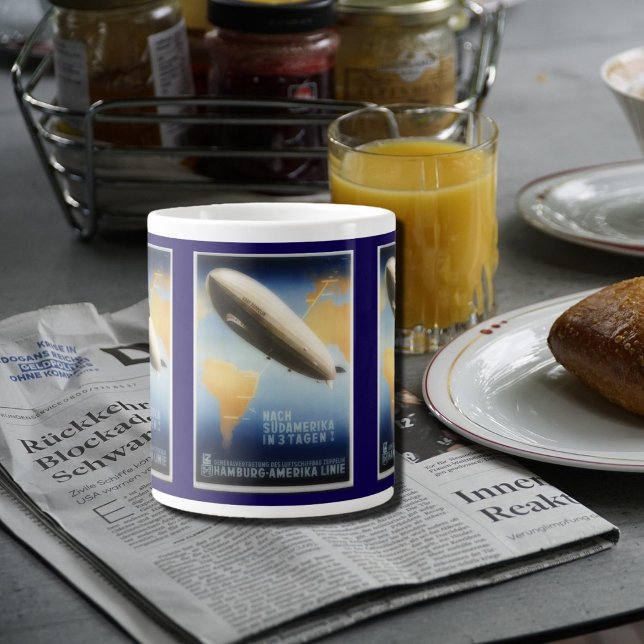 Vintage Graf Zeppelin travel poster Large Coffee Mug (Creator Uploaded)