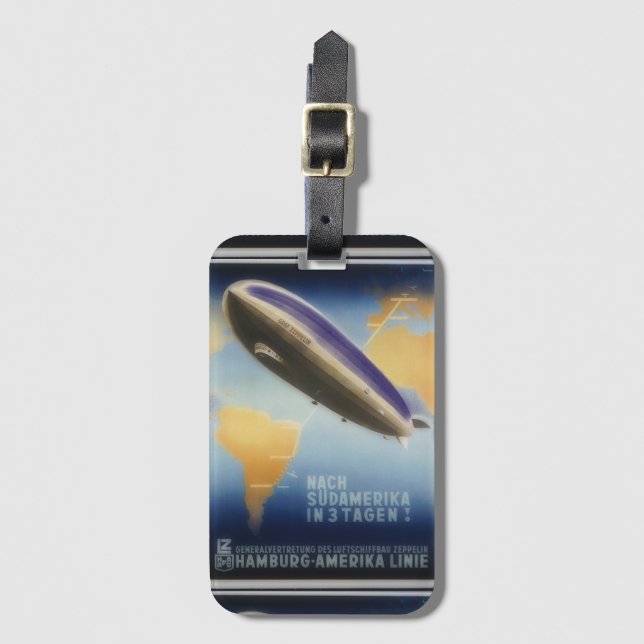 Vintage Graf Zeppelin travel poster Luggage Tag (Front Vertical)