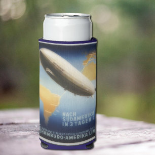 Vintage Graf Zeppelin travel poster Seltzer Can Cooler