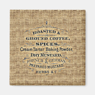 Vintage Grain Sack Style Grocery Store Sign Burlap Magnet
