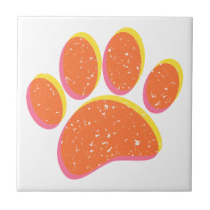 Vintage Grainy Dog Pawprint Tile