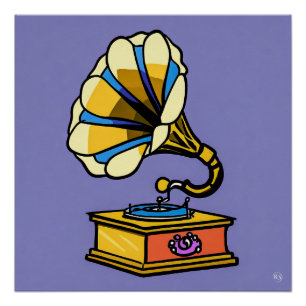 Vintage Gramophone Glossy Poster