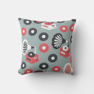 Vintage gramophone hand drawn seamless cushion