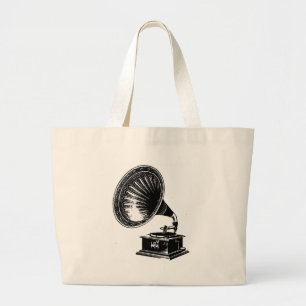 Vintage Gramophone Large Tote Bag