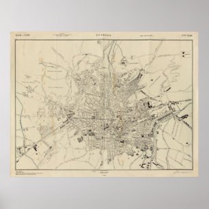 Vintage Granada Spain Map (1943) Poster