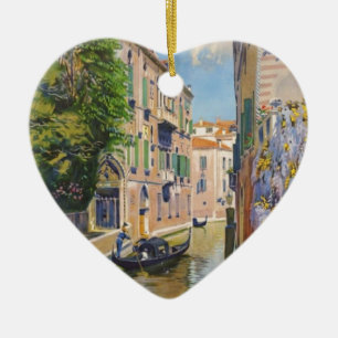 Vintage Grand Canal Gondolas Venice Italy Travel Ceramic Tree Decoration