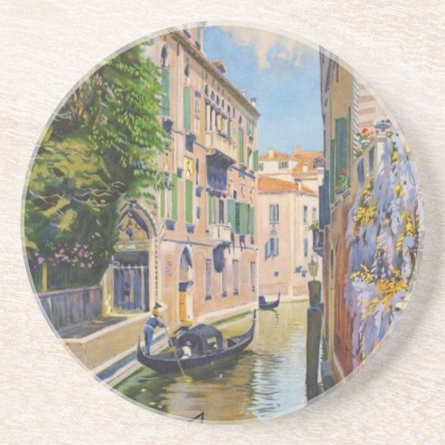 Vintage Grand Canal Gondolas Venice Italy Travel Coaster (Front)