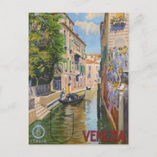 Vintage Grand Canal Gondolas Venice Italy Travel Postcard