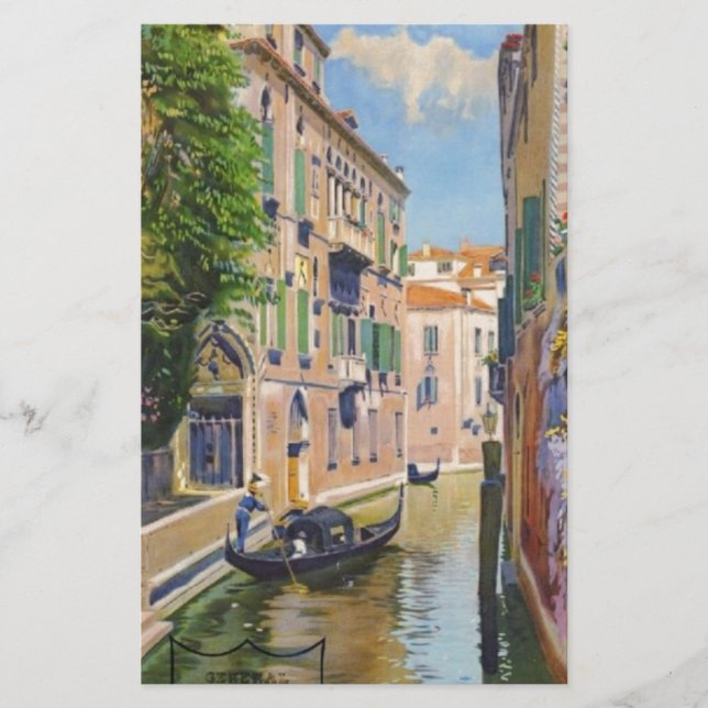 Vintage Grand Canal Gondolas Venice Italy Travel Stationery (Front)