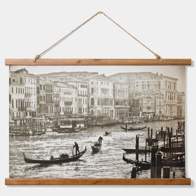 VINTAGE GRAND CANAL Wood Topped Wall Tapestry (Front)