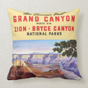 Vintage Grand Canyon and Bryce Canyon National Par Cushion