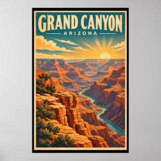 Vintage Grand Canyon National Park Travel Art Poster