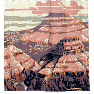 Vintage Grand Canyon National Park WPA Poster Art  Shower Curtain